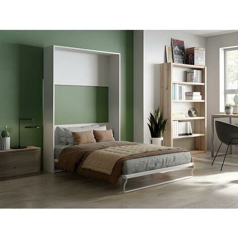 Cama plegable Bed Concept horizontal, 140 x 200 cm, color blanco