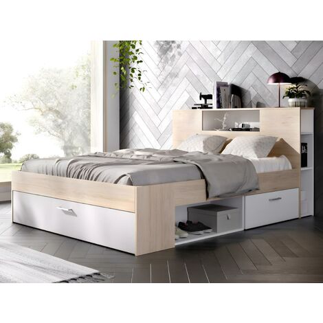 Cama con compartimentos 90 x 190 cm LEANDRE - Color: blanco