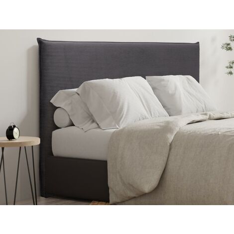 Cabecero de cama 180 cm de terciopelo acanalado gris antracita