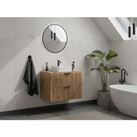 Estantería de baño Nature (L x An x Al: 30 x 34 x 140 cm, Blanco/Gris)