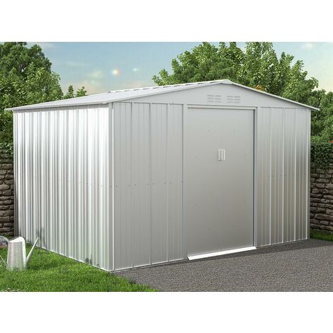 Caseta de jardín de acero galvanizado gris LINUS - 7,82m² - Vente-unique