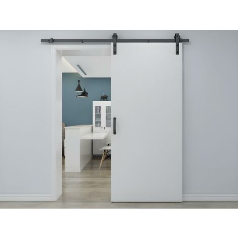 Puerta corredera aplique VARIN - Alt. 205 x Ancho 93 cm - MDF + PVC blanco  - Vente-unique