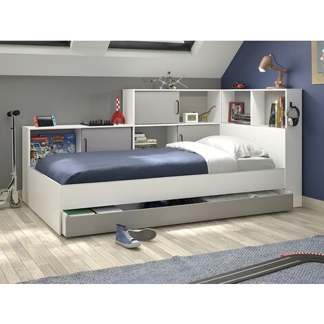 Cama Nido con Compartimentos VENTE-UNIQUE Losiana (Blanco - 90x200 cm)