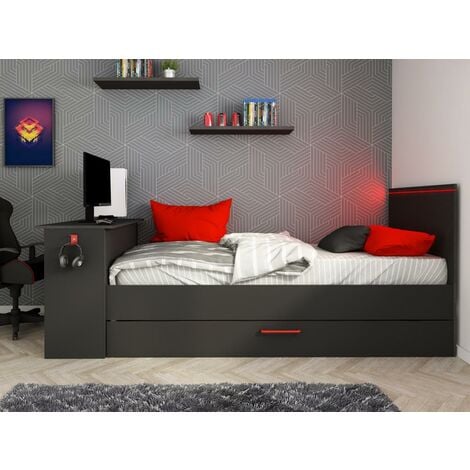 Cama nido JULIETTE - 2 x 90 x 190 cm - MDF - Blanco y cerezo + colchón -  Vente