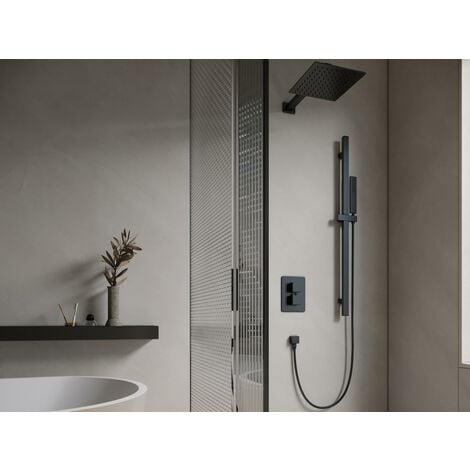 Comprar Columna de ducha/bañera negro mate termostática redonda online