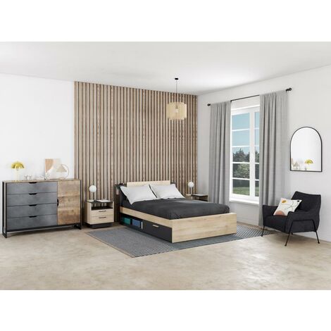 Dormitorio con cama abatible con estantería, armario y escritorio - UNNIQ  Habitat