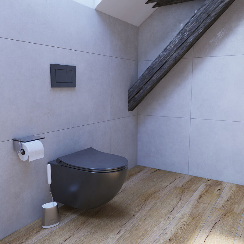 Swiss Aqua Technologies SAT Infinitio spülrandloses Wand-WC mit Softclose-Sitz, Mattschwarz (SATINF011RREXPBKM)