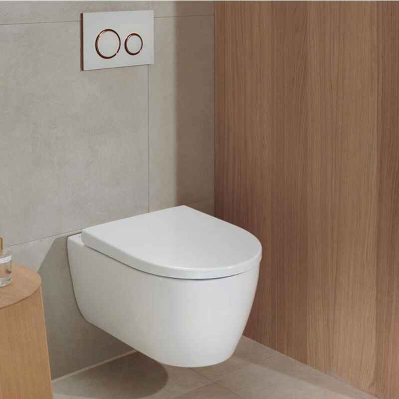 WC-Sitz, weiß Wand-Tiefspül-WC geschlossene rimfree, 36x53cm, mit Set Form, iCon Geberit