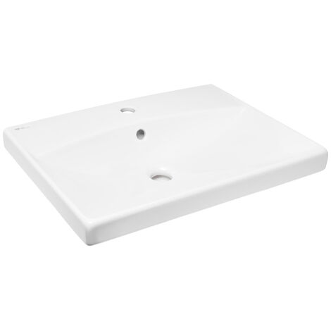 Swiss Aqua Technologies Brevis Wandwaschbecken mit Hahnloch in der Mitte, 60x45x14cm (SATBRE6045S)