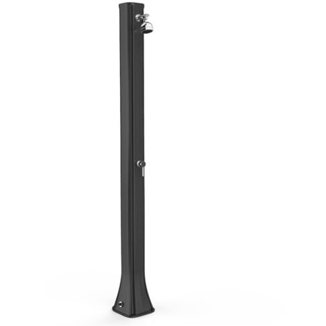 Arkema Design A120 Gebogene Aluminium-Gartendusche – Mit Mischbatterie Und Fußwaschbecken, Schwarz – Solarbetrieben, Für Garten, Terrasse, Pool