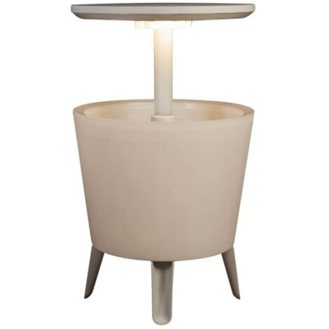 Keter Cool Bar mit Licht LED-Lichtkühler mit ausziehbarem Tisch, 57x 50 x 50 cm, weiß (231366)