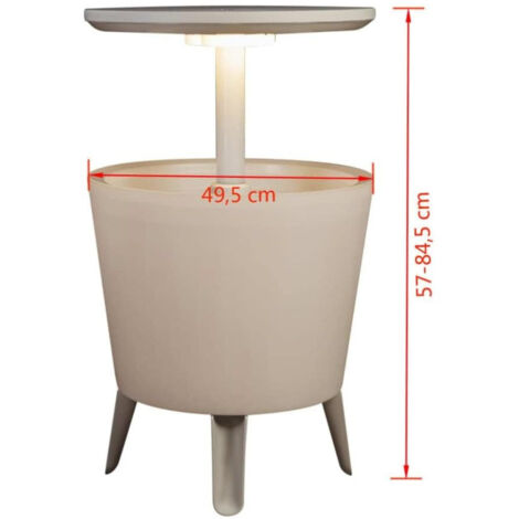 Keter Cool Bar mit Licht LED-Lichtkühler mit ausziehbarem Tisch, 57x 50 x 50 cm, weiß (231366)