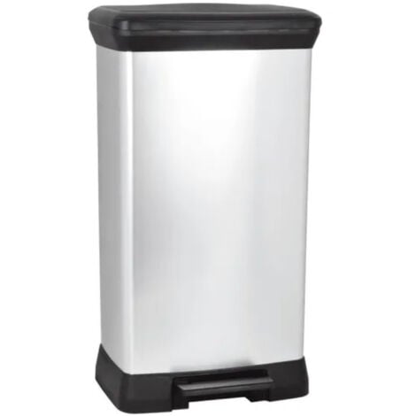 Curver Deco bin 50L Poubelle à pédale, 39 x 29 x 73 cm, Argent (187177)