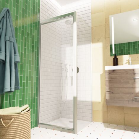 Swiss Aqua Technologies TEX-C Kompakttür-/Seifenkombination 80x90cm mit Antikalk-System und Profilen in Glanzchrom (SATTEXC80S90) (1/5)