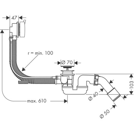 hansgrohe Flexaplus Badkuipuitloop kant-en-klare set, chroom