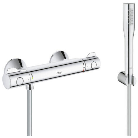 Grohe Duschset Thermostatmischer Grohtherm 800 + Stabhandbrause 1 Strahl Euphoria Cosmopolitan, Chrom (34558000-Euphoria)