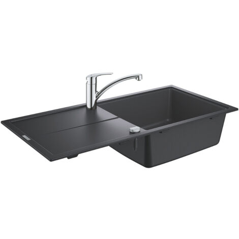 Grohe Via Pack Spüle + Mischbatterie Küche, Granitschwarz (31884AP0)