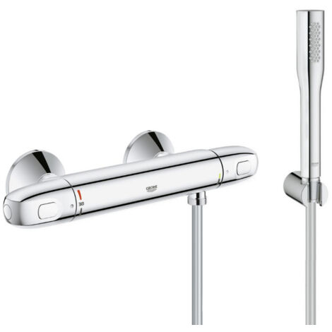 Grohe Duschset Thermostatmischer Grohtherm 1000 + Stabhandbrause 1 Strahl Euphoria Cosmopolitan, Chrom (34550000-Euphoria)