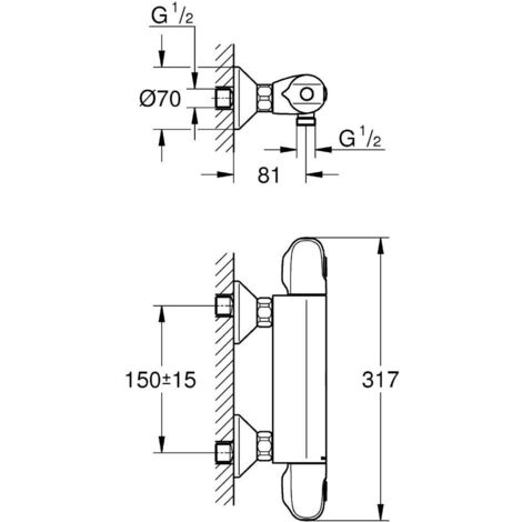 Grohe Duschset Thermostatmischer Grohtherm 1000 + Stabhandbrause 1 Strahl Euphoria Cosmopolitan, Chrom (34550000-Euphoria)