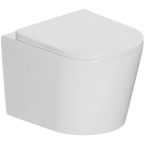 Ceramia Tornado Rimless Wand-WC 53,5 cm ohne Flansch mit SoftClose-Sitz, Tornado Flush-Effekt, weiß glänzend (CE142010RTORP) (1/5)