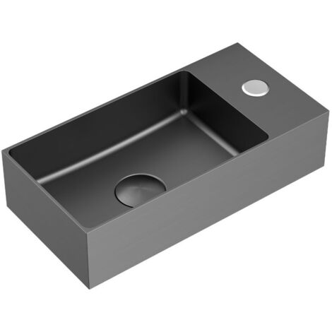 Swiss Aqua Technologies Aurum Handwaschbecken aus Edelstahl 304, 36 x 18 x 9 cm, gebürstetes Gun Metal PVD (SATAUR3618BGM)