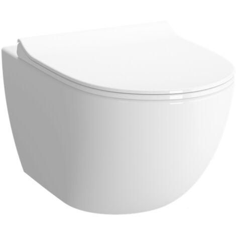 DuofixBasic + Vitra Sento spülrandloses WC mit Softclose-Deckel + Platte Delta 50 weiß(SENTO-RIM-GEB1-DE)