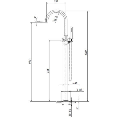 WOODBRIDGE Freistehende Badewannen-Armatur – Mit Handbrause, 8 GPM Durchfluss, Chrom – Hoher Bogen, Einfach Zu Installieren