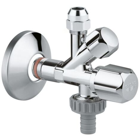 Grohe – Kombi-Eckventil verchromt 1/2" Wandanschluss – 3/8" Abgang mit Quetschverschraubung Ø 10mm – Rückflussverhinderer Typ EB (1/5)