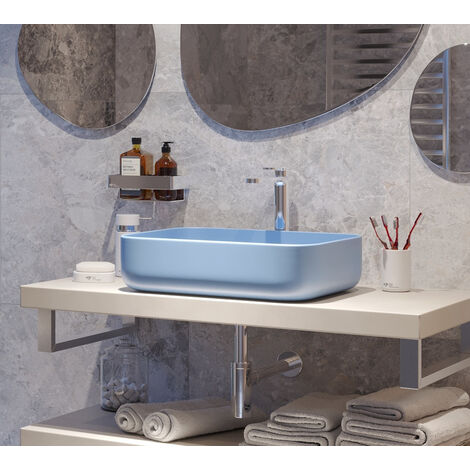 Swiss Aqua Technologies Infinitio Aufsatzwaschbecken 50x39 cm, ohne Überlauf, matt blau (SATINF5039LBLM)