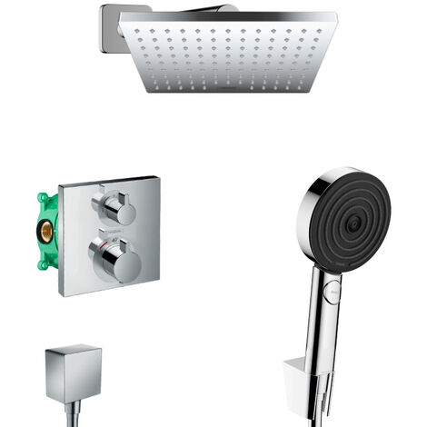 Hansgrohe Ecostat Shape Pulsify All-in-One Unterputz-Duschset mit Kopfbrause 230 XXL + Handbrause mit 3 Strahlarten Performance