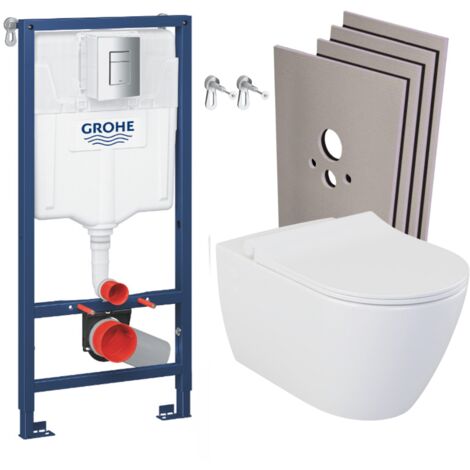 Grohe WC-Pack Vorwandelement Rapid SL + LIVEA Bello WC ohne Spülrand + Softclose-Sitz + Betätigungsplatte + Montageset (1/5)