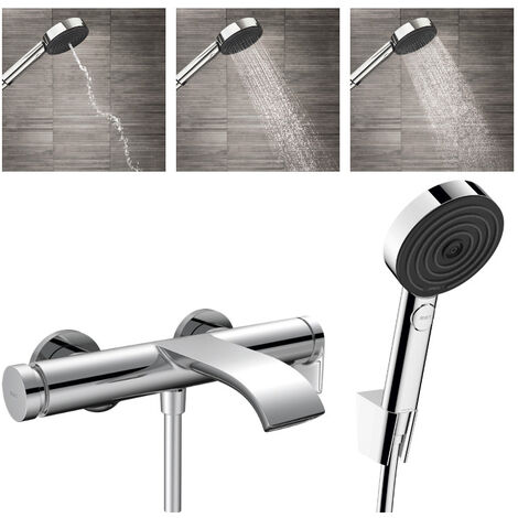 Hansgrohe Vivenis Einhebel-Wannenmischer Aufputz + Hansgrohe Pulsify Select Handbrausenset XXL Performance 105mmChrom (75420000-Pulsify)