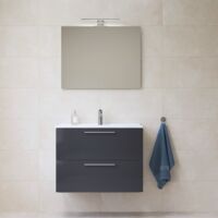 Vitra Badezimmerschrank mit Spiegel, Waschbecken und Led-Beleuchtung Vitra Mia 79x61x39,5 cm, anthrazit glänzend (MIASET80A)