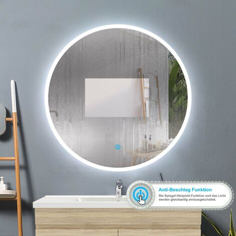 Luminorcrest Badspiegel Rund 50cm LED - 3 Lichtfarben Dimmbar Mit Antibeschlag