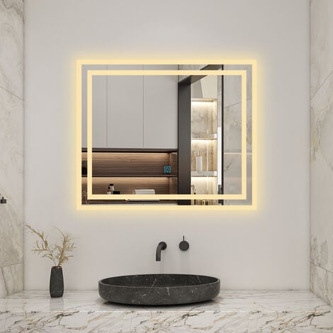 60 x 50 cm Beschlagfrei+3 Lichtfarben Dimmbar+LED Memory Funktion