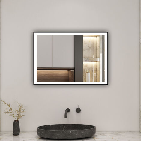 LED Wandspiegel Badezimmerspiegel Beleuchtung Touch Badspiegel Beschlagfrei Kalt/Warmweiß dimmbar 70 x 50cm