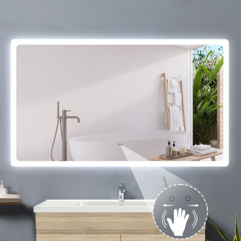 LED Wandspiegel Induktion Badspiegel Badezimmerspiegel Beleuchtung Kaltwei/Neutralwei/Warmwei dimmbar 100x60cm