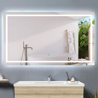 Badspiegel mit Beleuchtung LED Wandspiegel Badezimmerspiegel Beschlagfrei Kaltwei 100 x 80 cm