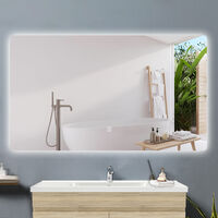 Badspiegel mit Beleuchtung LED Badezimmerspiegel Wandspiegel Kaltwei Dimmbar, LED Memory Funktion 120 x 70 cm