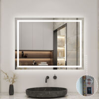 Badspiegel LED Wandspiegel Badezimmerspiegel Tastenschalter Kaltwei/Neutralwei/Warmwei dimmbar Antibeschlag 80x60cm