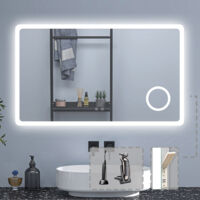 Badezimmerspiegel Wandspiegel LED Badspiegel mit steckdose Bluetooth 3 farben Dimmbar Memory Funktion 100x60cm