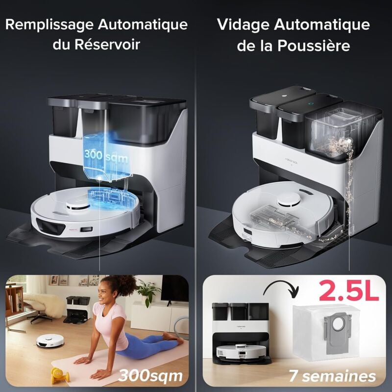 Roborock S7 Max Ultra,Aspirateur Robot Sonic Laveur 5500Pa, Aspirateur Mise à Niveau du S7 Pro Ultra, Blanc 4