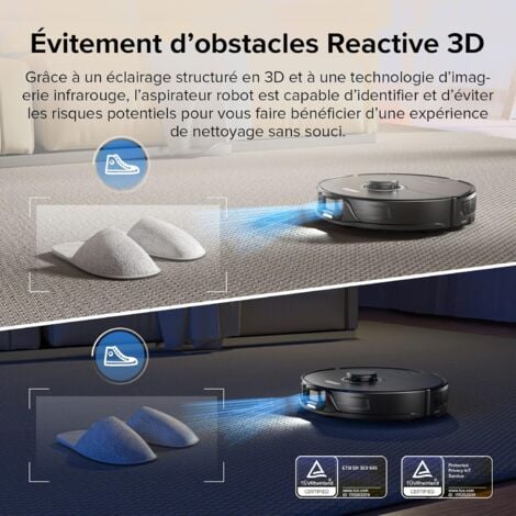 Roborock S8 Aspirateur Robot 6000Pa, 2 brosses latérales, LiDAR Navigation, Cartographie 3D