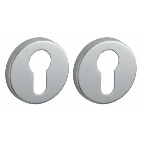 Coppia borchie, rosetta tonda Boston Ø 50mm foro per cilindro europeo, cromo satinato - FROSIO BORTOLO