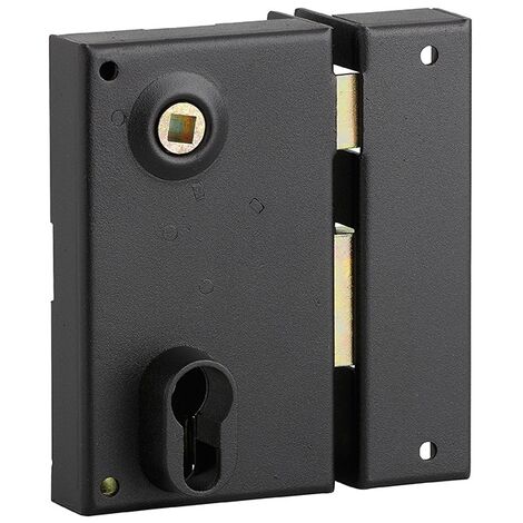 Serratura verticale da applicare doppio cilindro con quadro maniglia , destra, asse 45mm, 73x125mm, nero - THIRARD