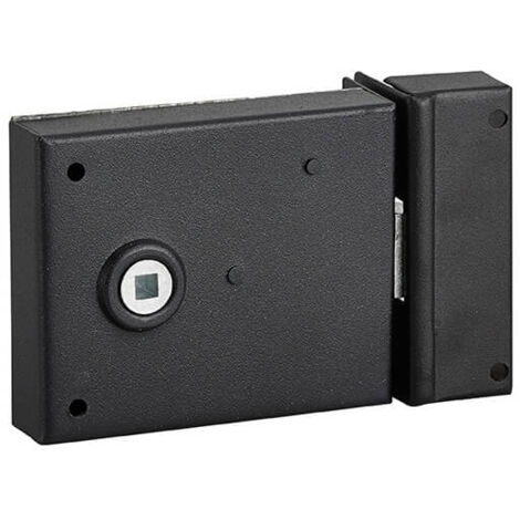 Serratura orizzontale da applicare con quadro maniglia 6mm, richiamo scrocco 1/2 giro, asse 45mm, 95x76mm, nero - THIRARD