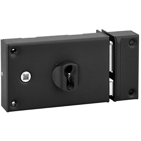 Serratura orizzontale da applicare doppio cilindro con quadro maniglia , destra, asse 60mm, 140x88mm, nero - THIRARD