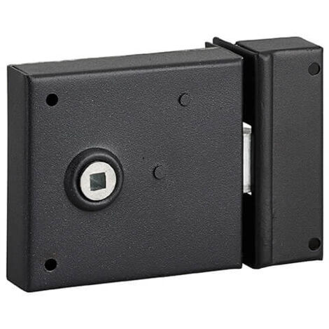 Serratura orizzontale da applicare con quadro maniglia 6mm, richiamo scrocco 1/2 giro, asse 45mm, 85x76mm, nero - THIRARD
