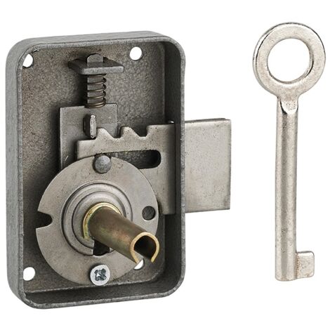 Serratura per mobile, mobilio, sinistra, asse 25mm, 50x70mm, grigio, 1 chiave - THIRARD