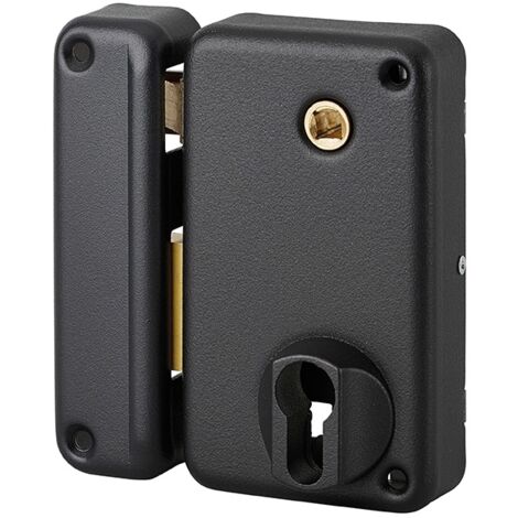 Serratura verticale da applicare doppio cilindro con quadro maniglia , sinistra , asse 45mm, 75x130mm, nero - THIRARD